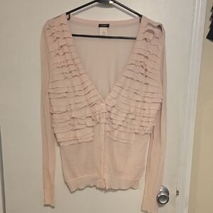 J. Crew Vintage Women's Pink Ruffle Cardigan